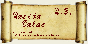 Matija Balać vizit kartica